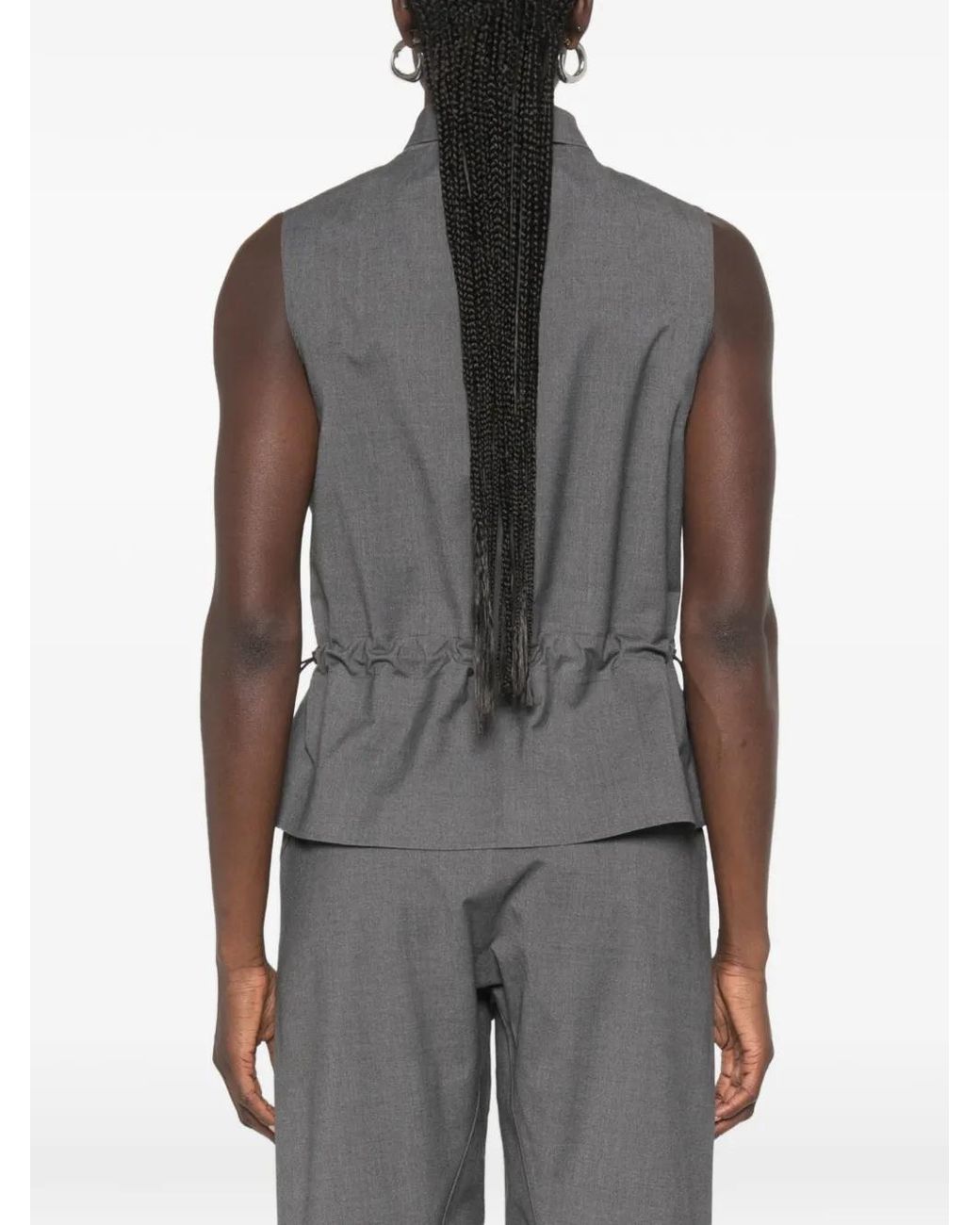 Coperni Gray Veste Sans Manches Boutonnée À Lien De Resserrage
