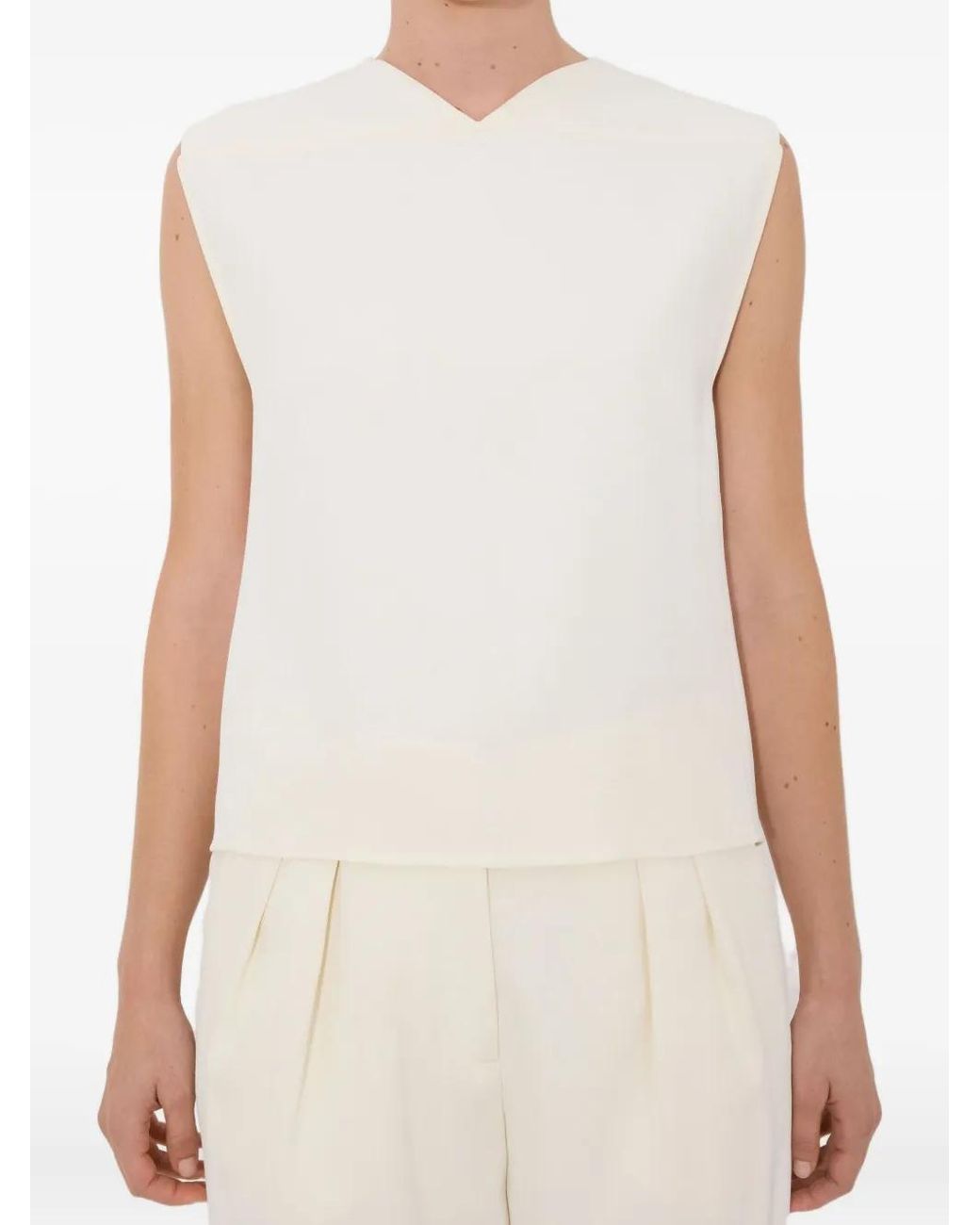 Loulou de Saison White Daika V-Neck Boxy Top
