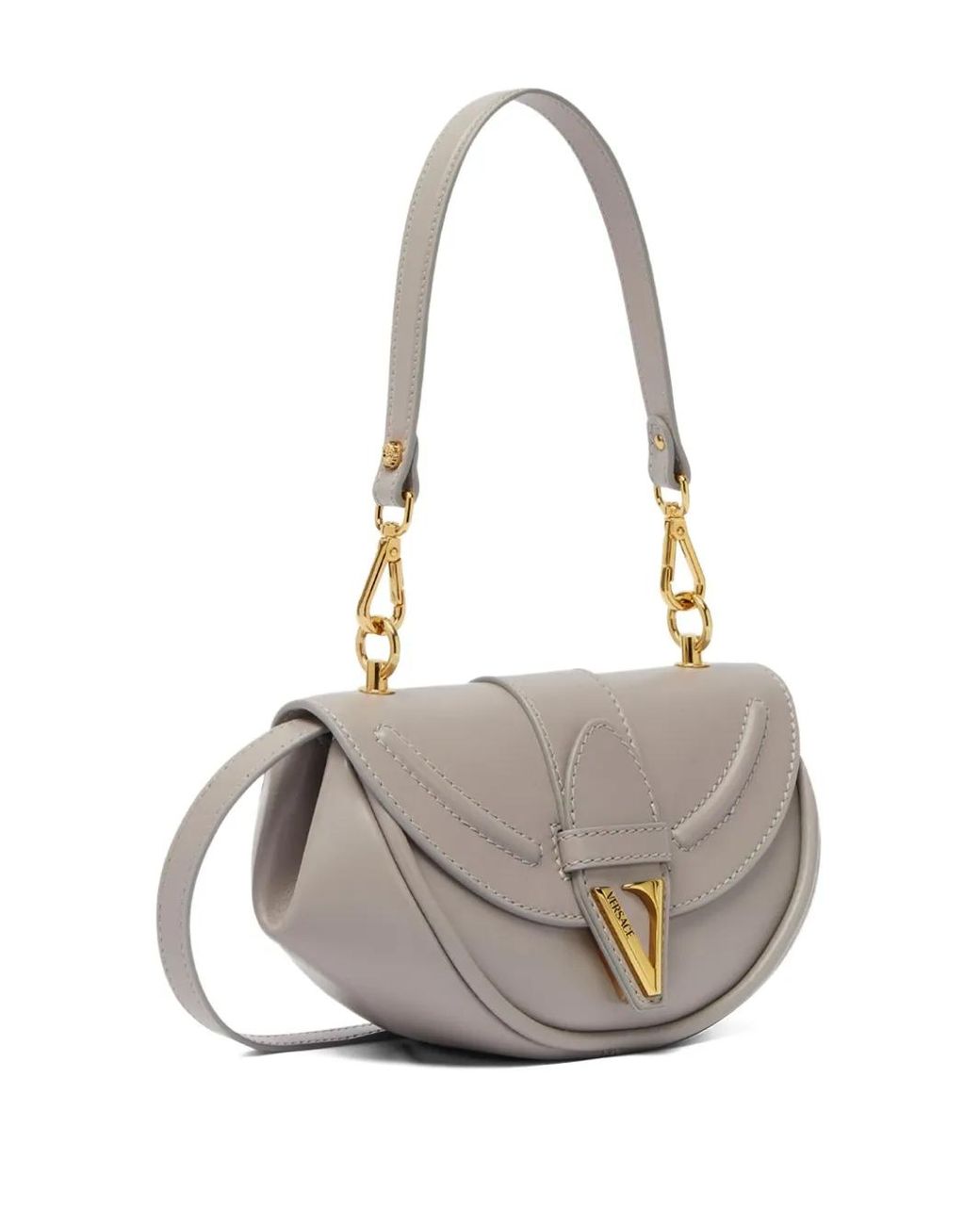 Versace White Sac Porté Épaule Virtus En Cuir