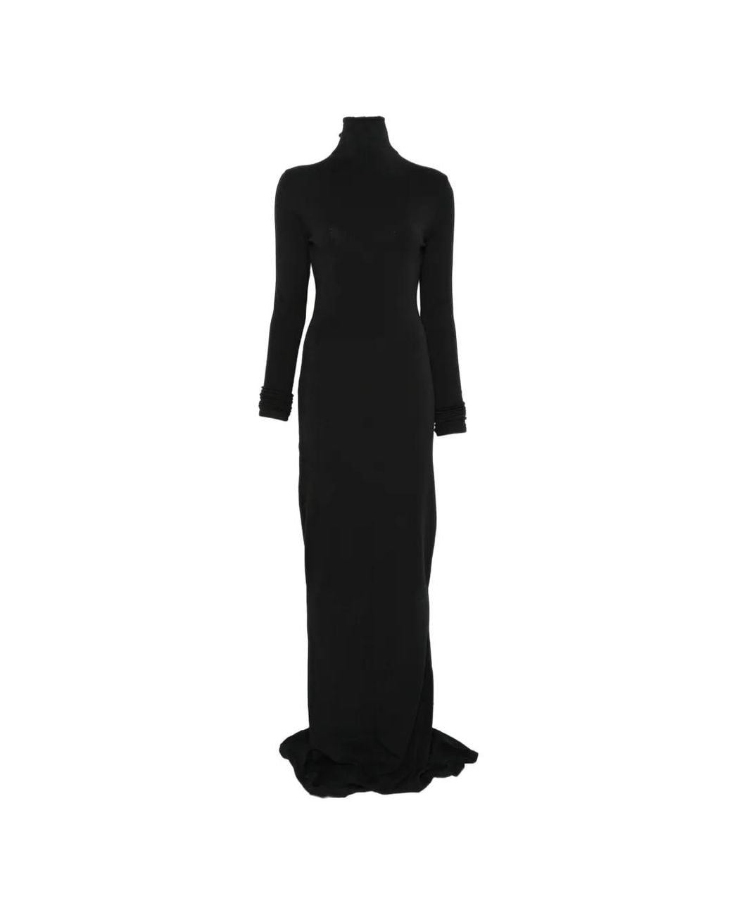 Mugler Black Zip-Up High-Neck Maxi Dress