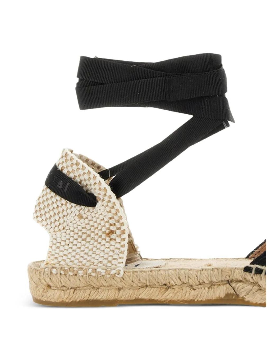 Manebí Black Ankle-Tie Flat Espadrilles