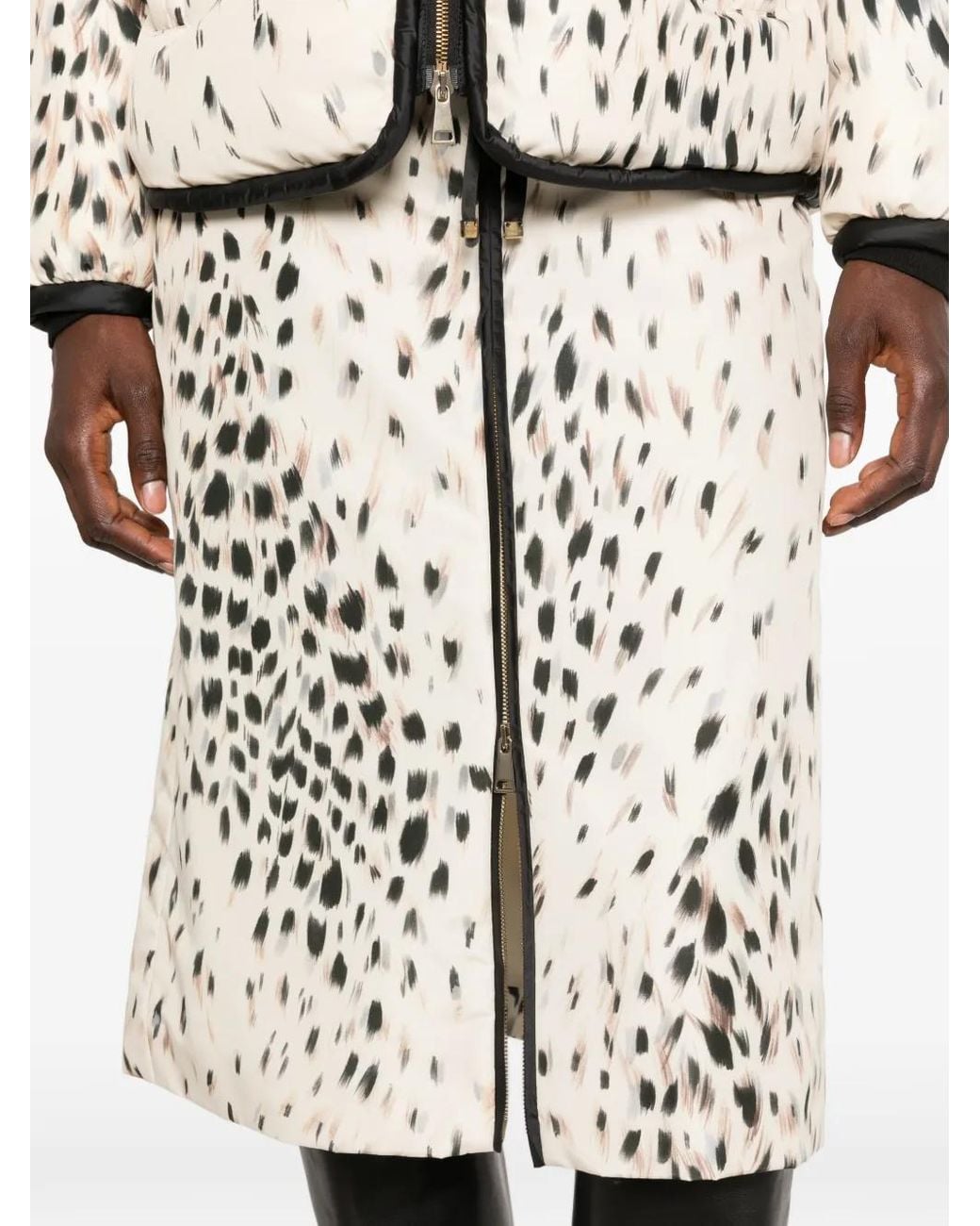 Moncler White Leopard-Print Zip-Front Skirt