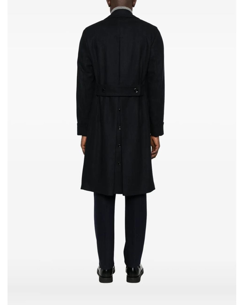 Lardini Black Double-Breasted Wool Coat for men