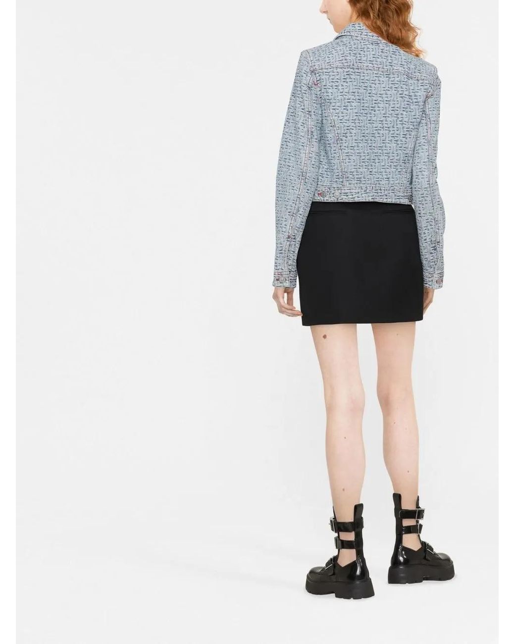 DIESEL Blue Monogram-Pattern Denim Jacket
