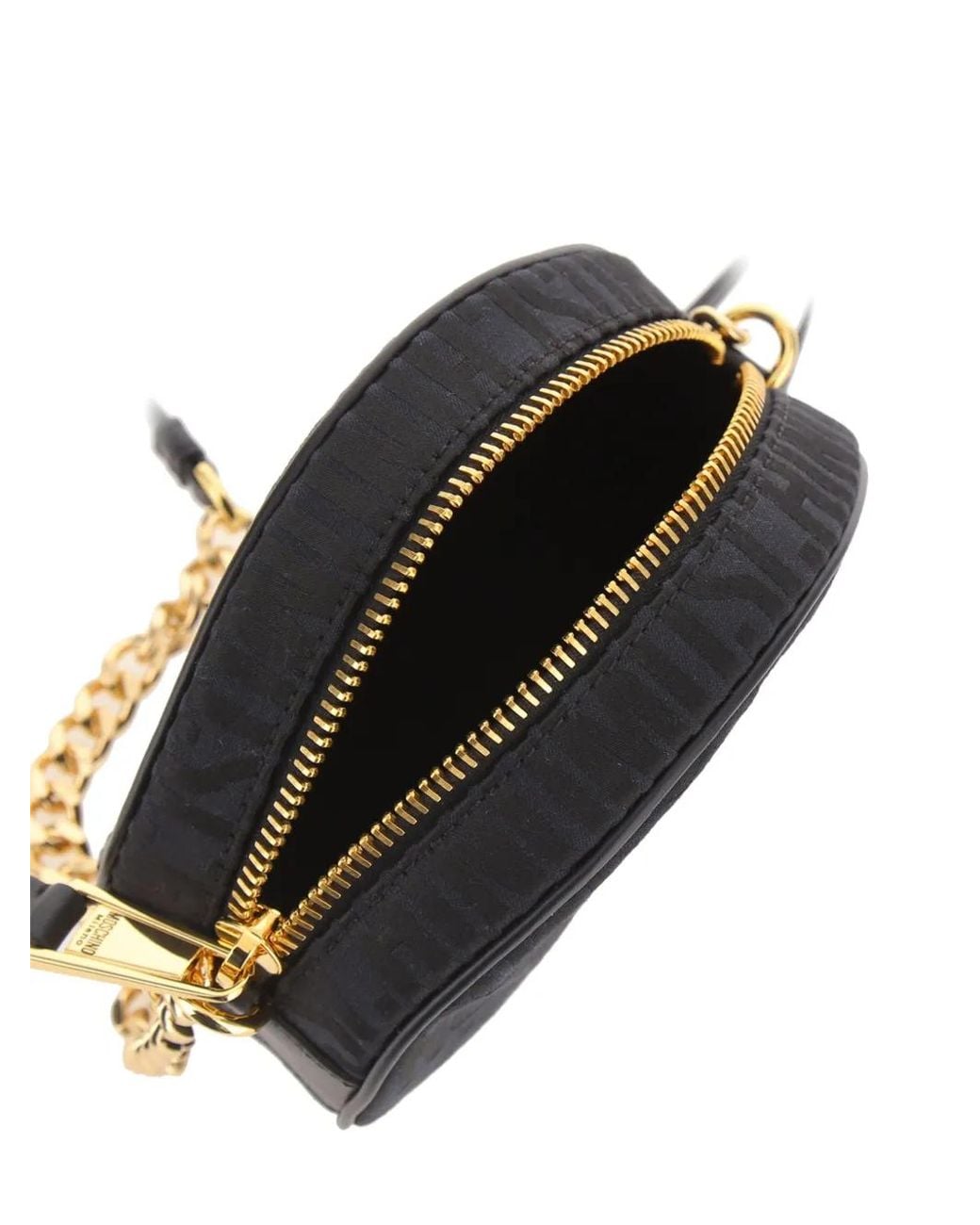 Moschino Black Logo-Jacquard Round Shoulder Bag
