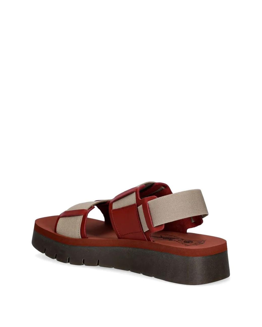 Fly London Brown Logo-Debossed Panelled Sandals