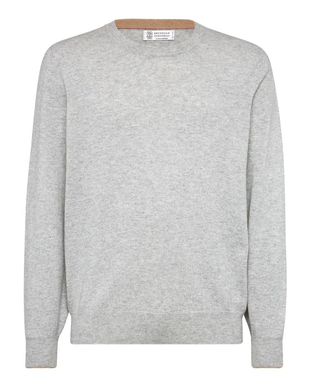 Brunello Cucinelli Gray Cashmere Sweater for men