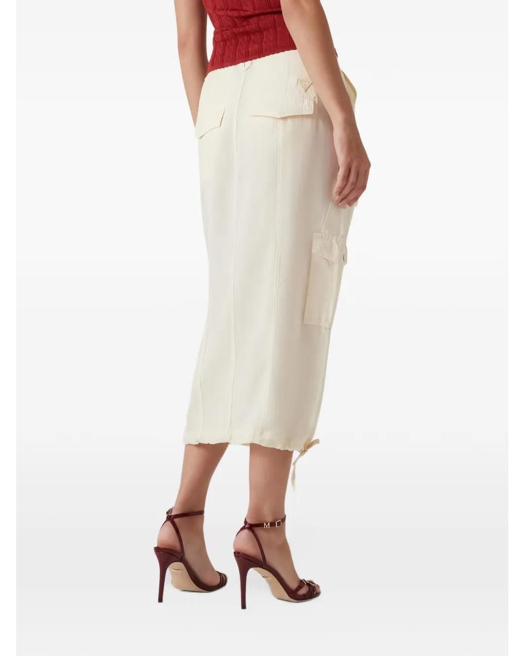 Guess White Zip-Front Cargo Skirt