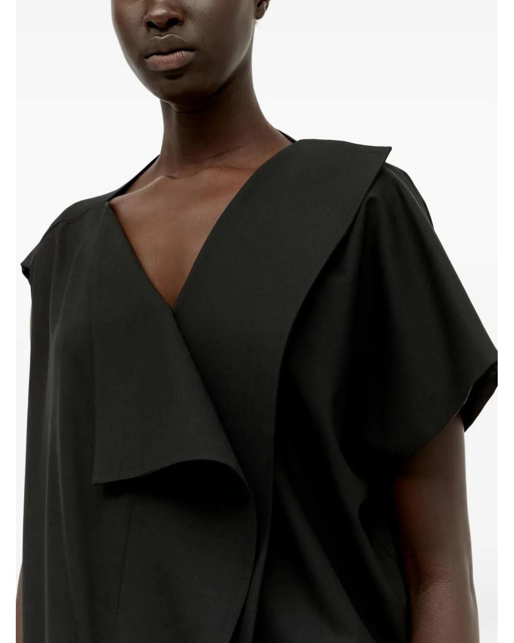 The Row Black Leonie V-Neck Midi Dress