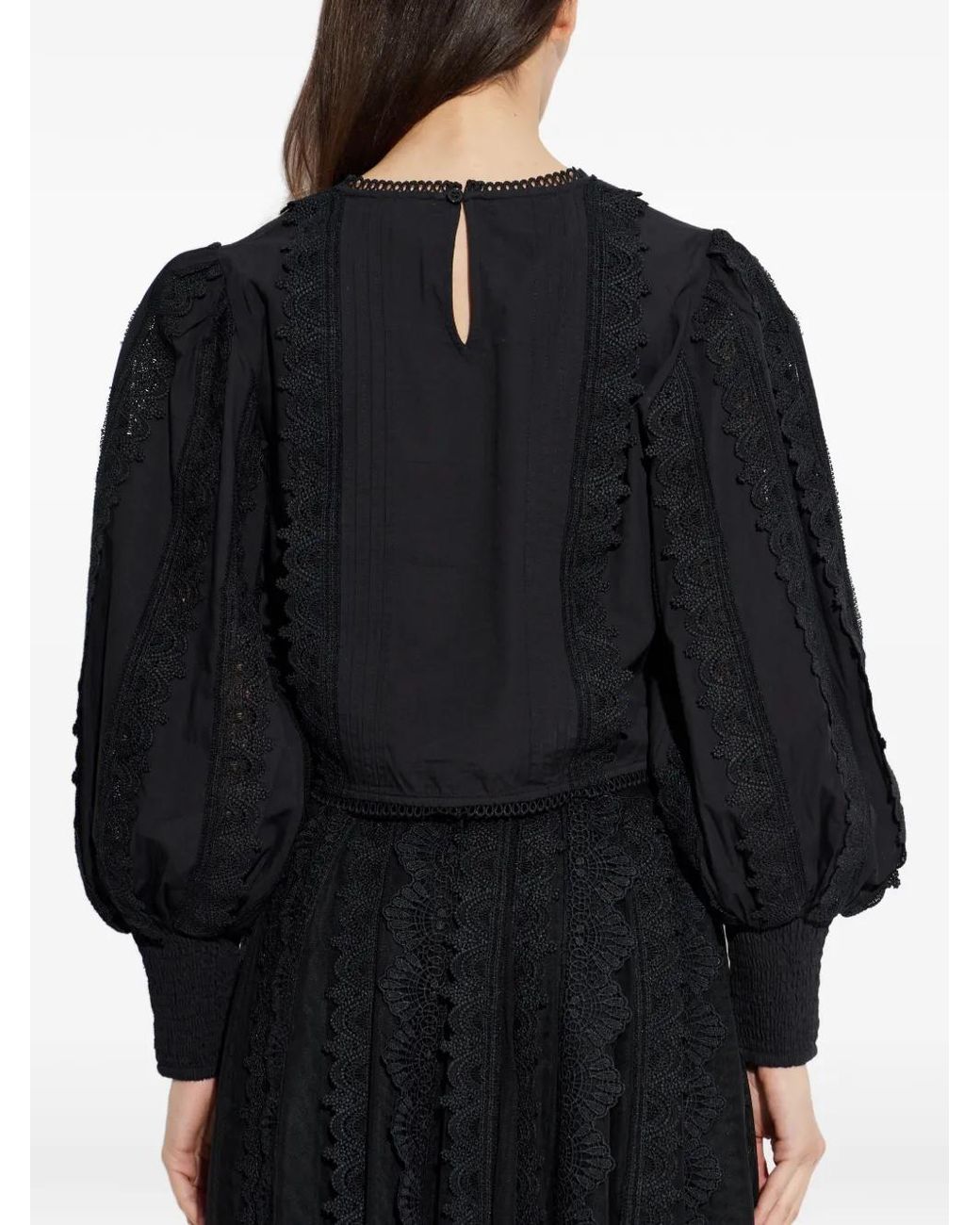 AllSaints Blue Hart Balloon-Sleeve Top