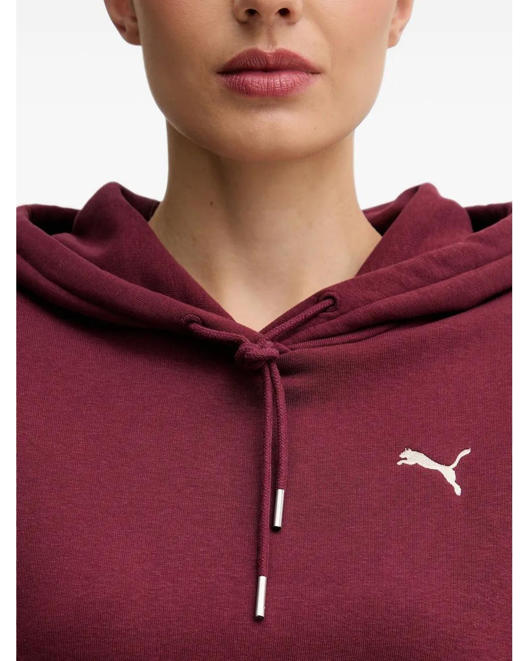 PUMA Cropped Logo-Embroidered Hoodie