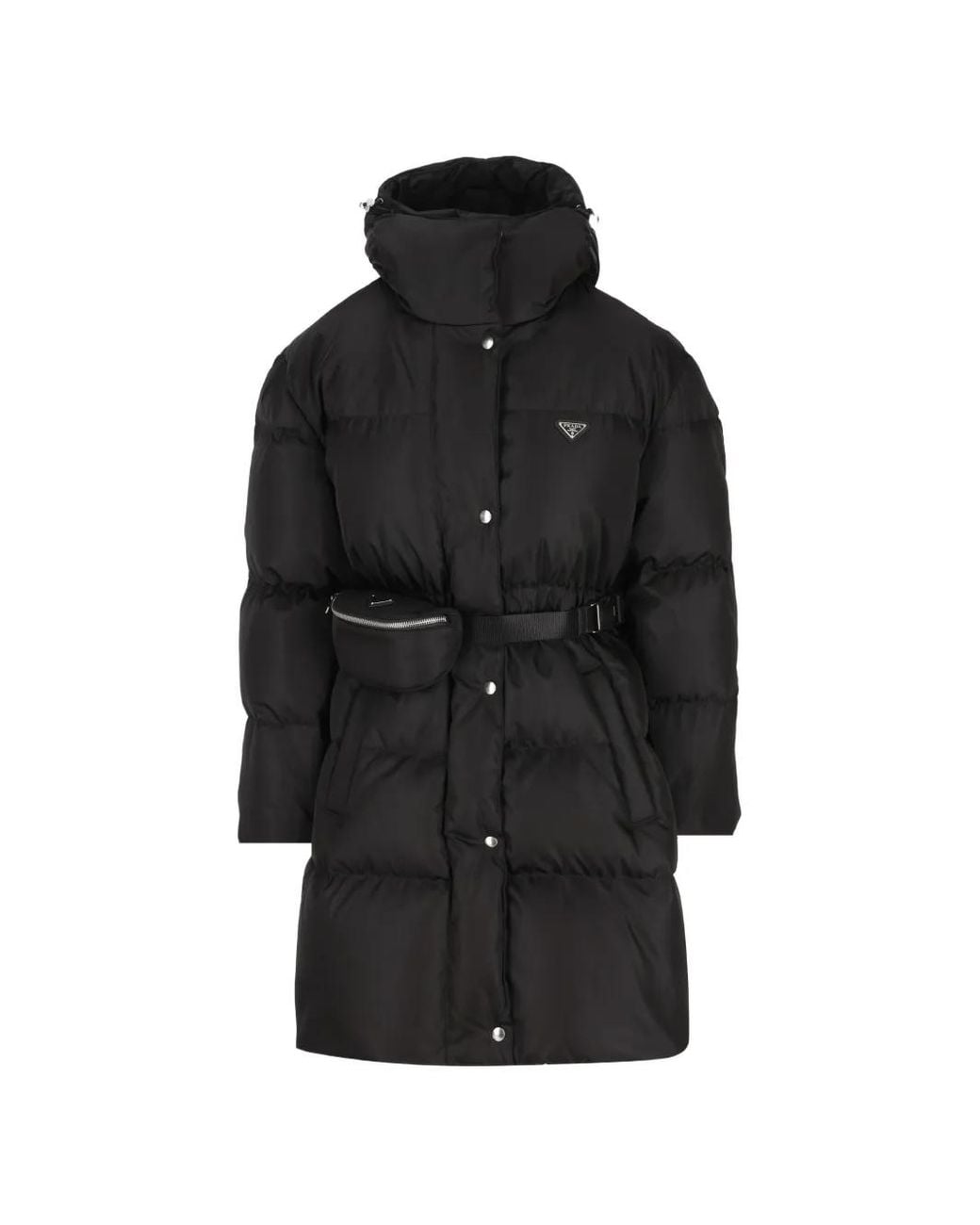 Prada Black Re-Nylon Belted Padded Coat