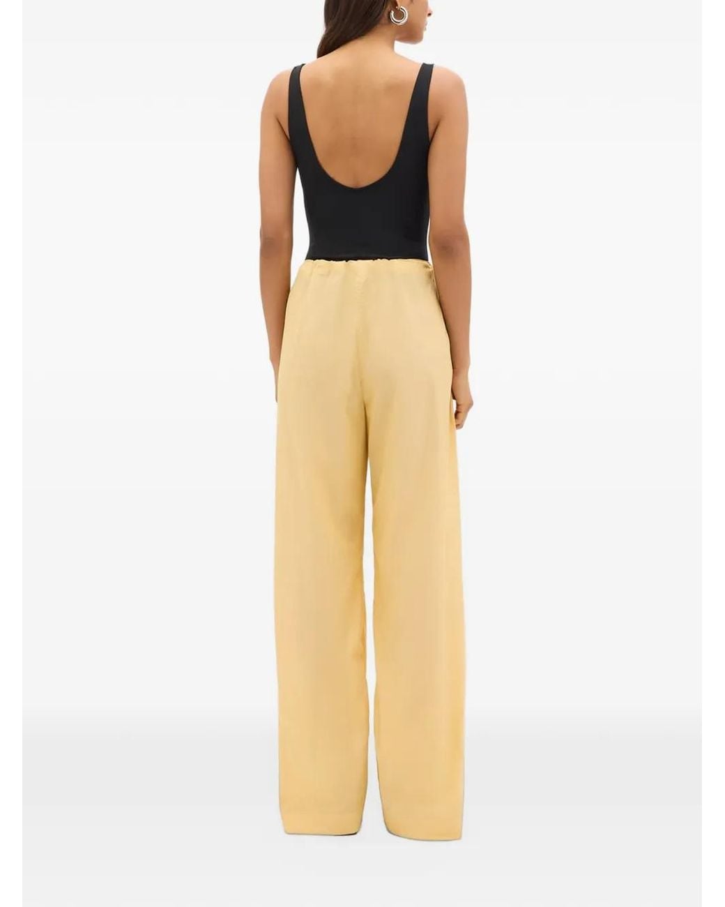 Another Tomorrow White Pleated Drawcord Trousers