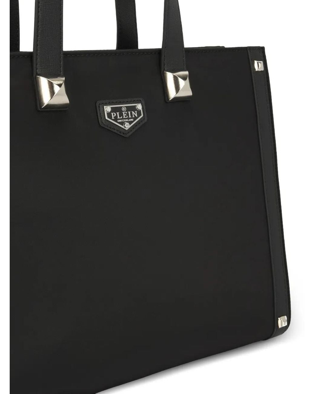 Philipp Plein Black Nylon Tote Bag Studs