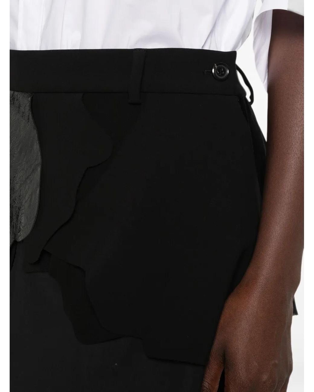 Moschino Black Patchwork-Design Tiered Midi Skirt