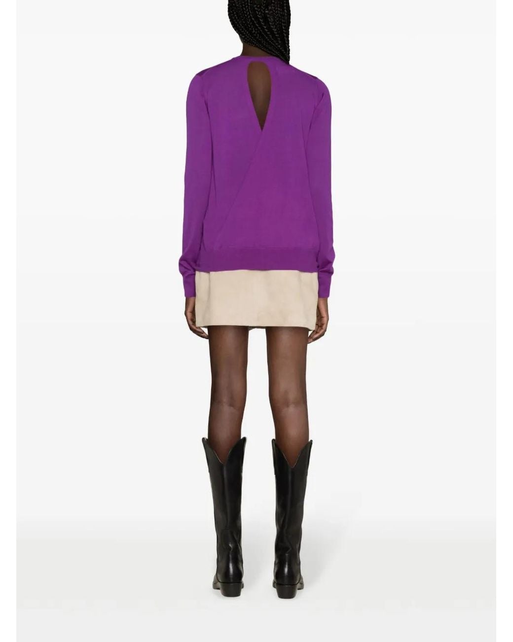 Zadig & Voltaire Purple Emma Open-Back Wool Jumper