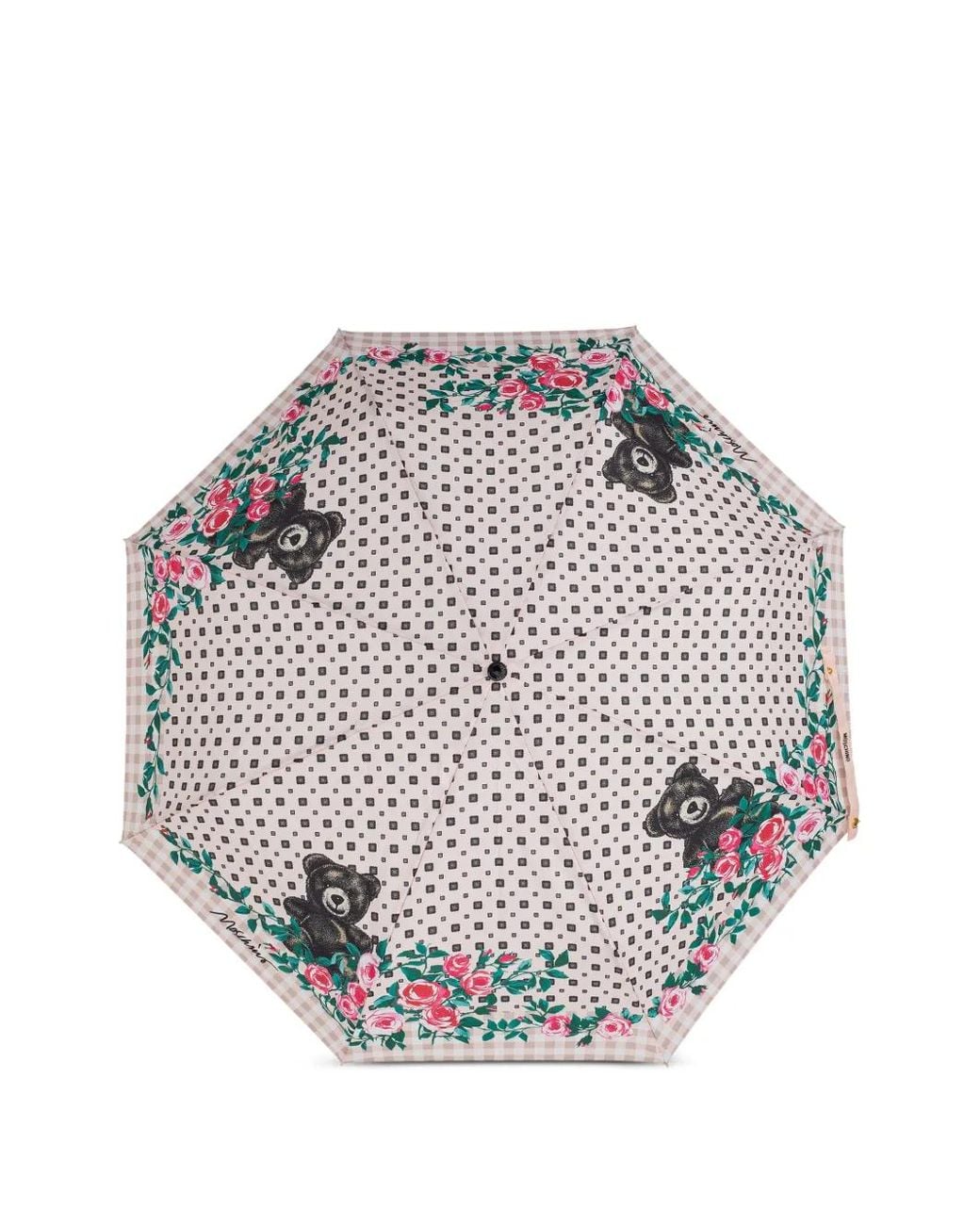 Moschino Gray Floral Bear-Print Umbrella