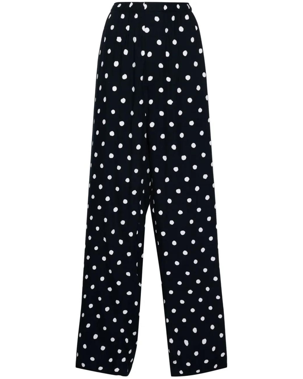 Balenciaga Blue Polka-Dot Straight-Leg Trousers