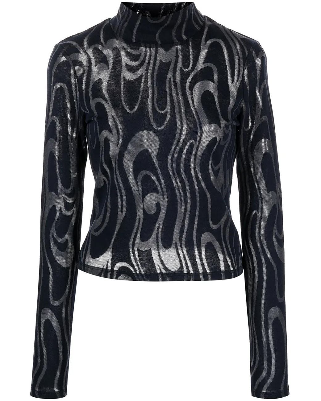 Eckhaus Latta Black Shrunk Turtleneck Long-Sleeve Top