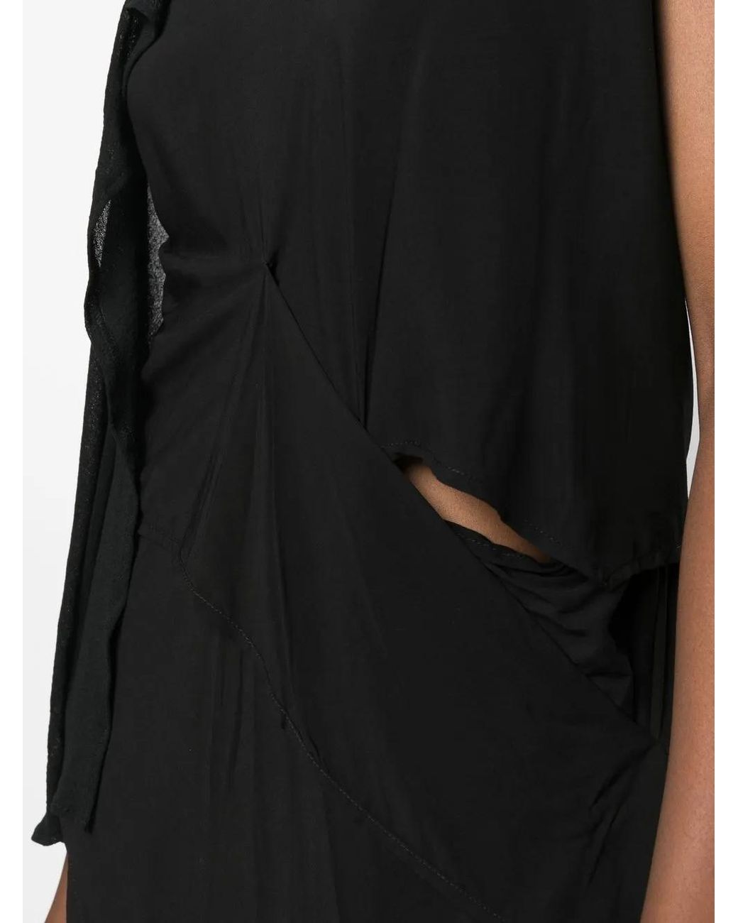 Yohji Yamamoto Black Asymmetric Cotton-Blend Dress
