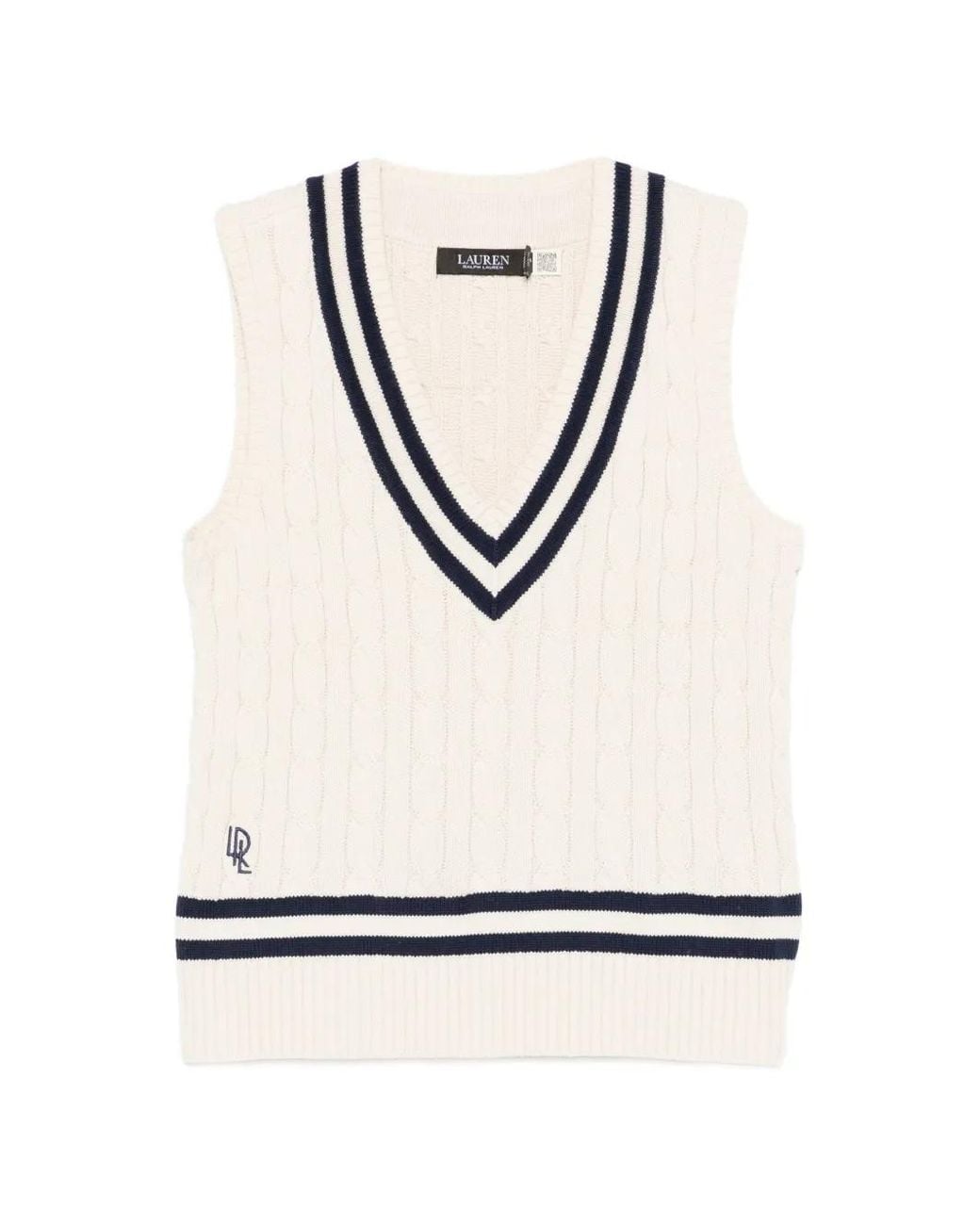 Ralph Lauren White Striped V-Neck Vest