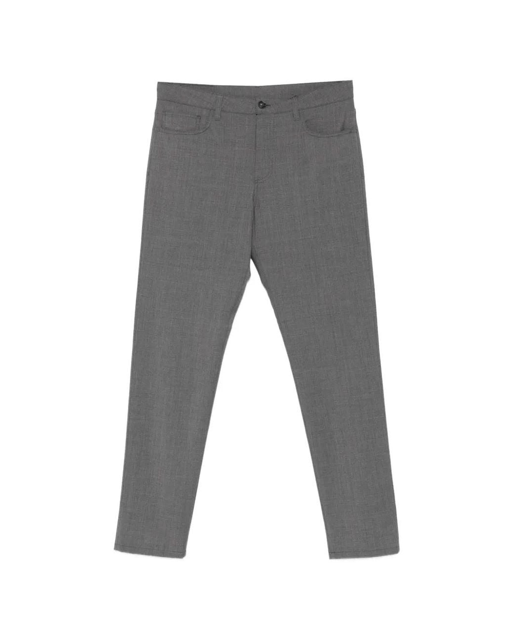 Canali Gray Belt-Loops Trousers for men