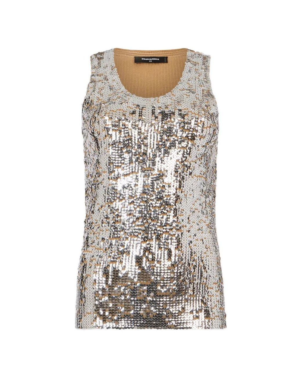 DSquared² White Chic Night All Over Paillettes Tank Top