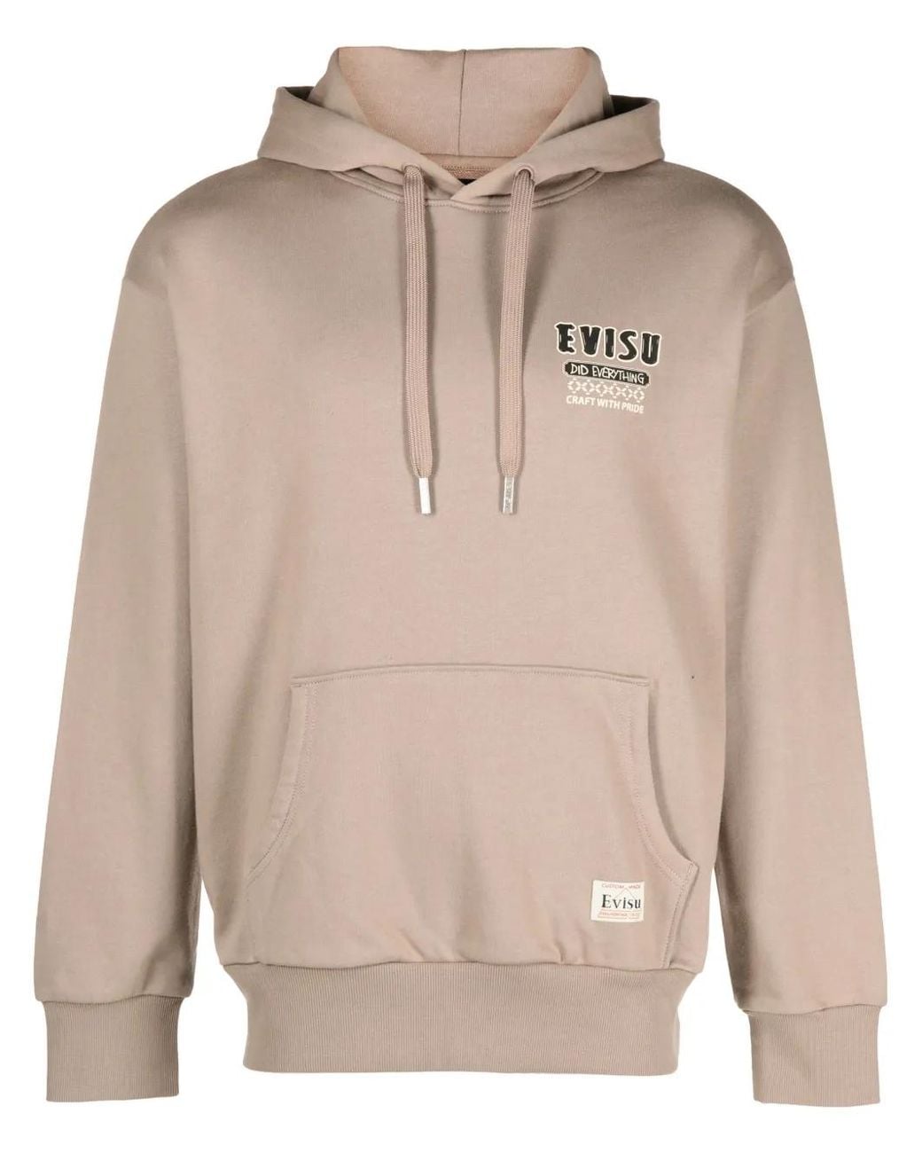 Evisu Natural Logo-Patch Cotton Hoodie for men