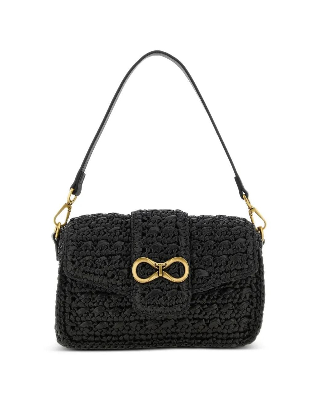 Twinset Black Sac Porté Épaule Tressé À Plaque Logo
