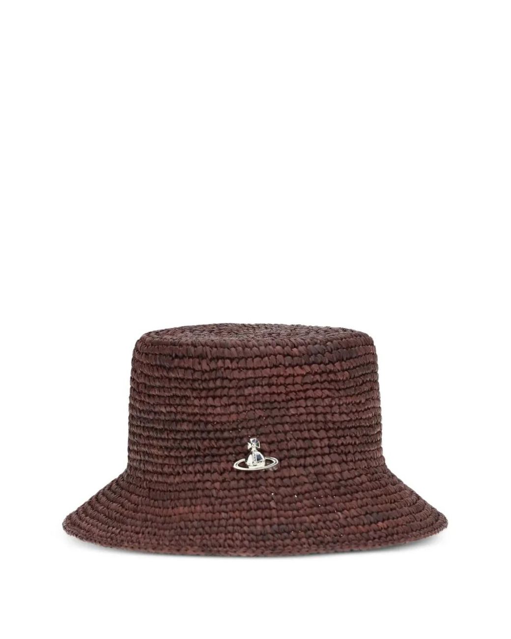 Vivienne Westwood Brown Raffia Orb-Plaque Bucket Hat