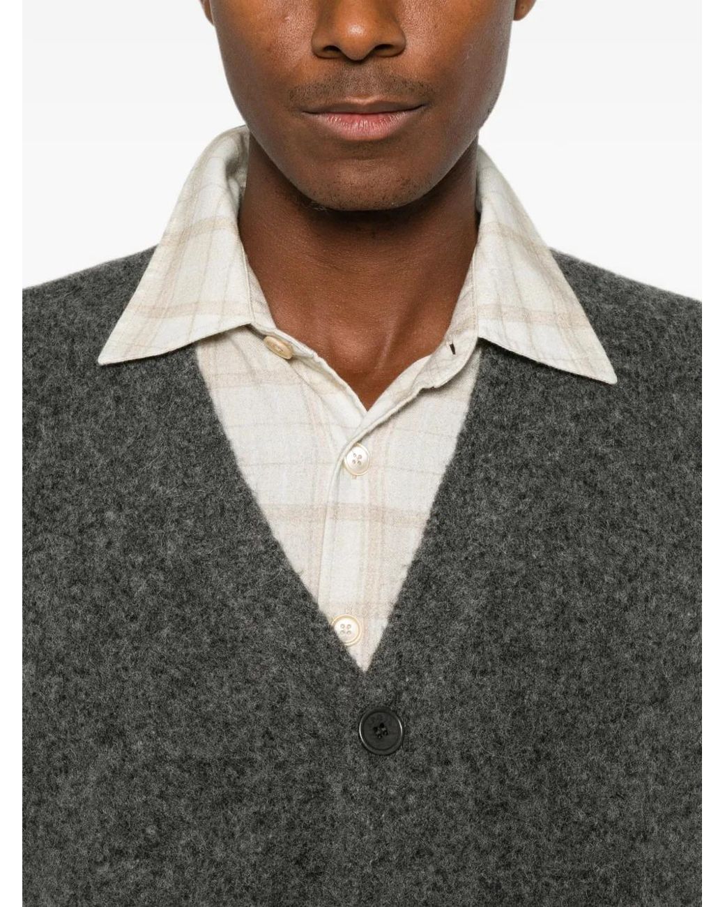 A.P.C. Gray Pierre Alpaca Wool Cardigan for men