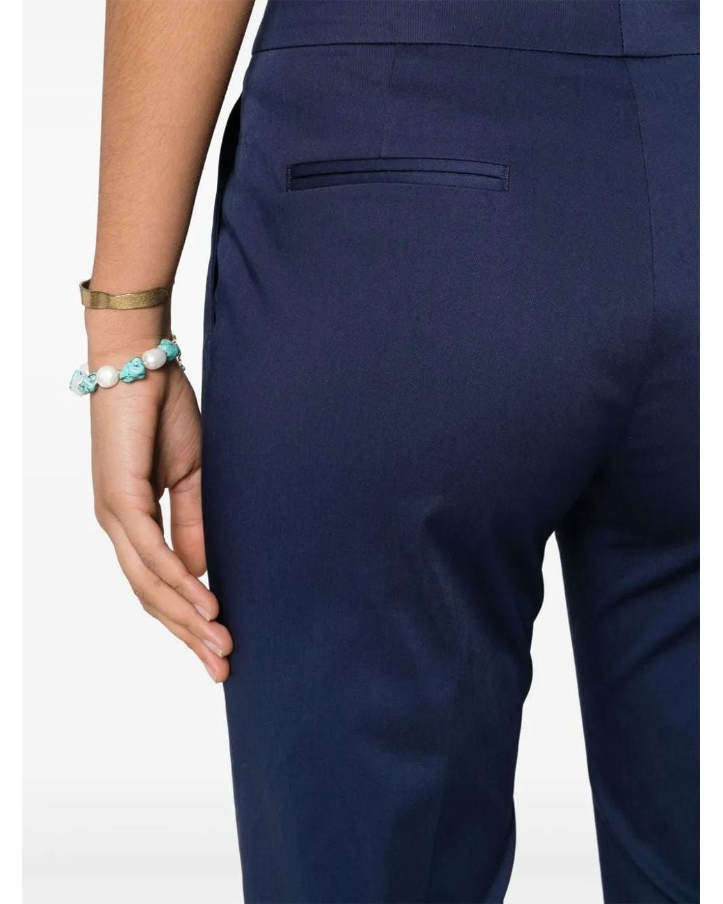 Etro Blue Stretch-Cotton Cropped Trousers