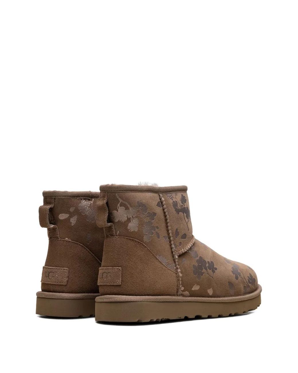 Ugg Brown Classic Mini Floral-Pattern Ankle Boots