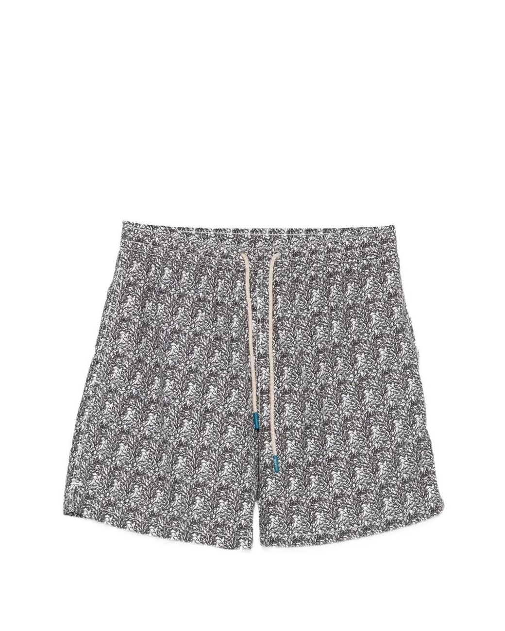 Fefe Gray Coral-Print Drawstring Swim Shorts for men