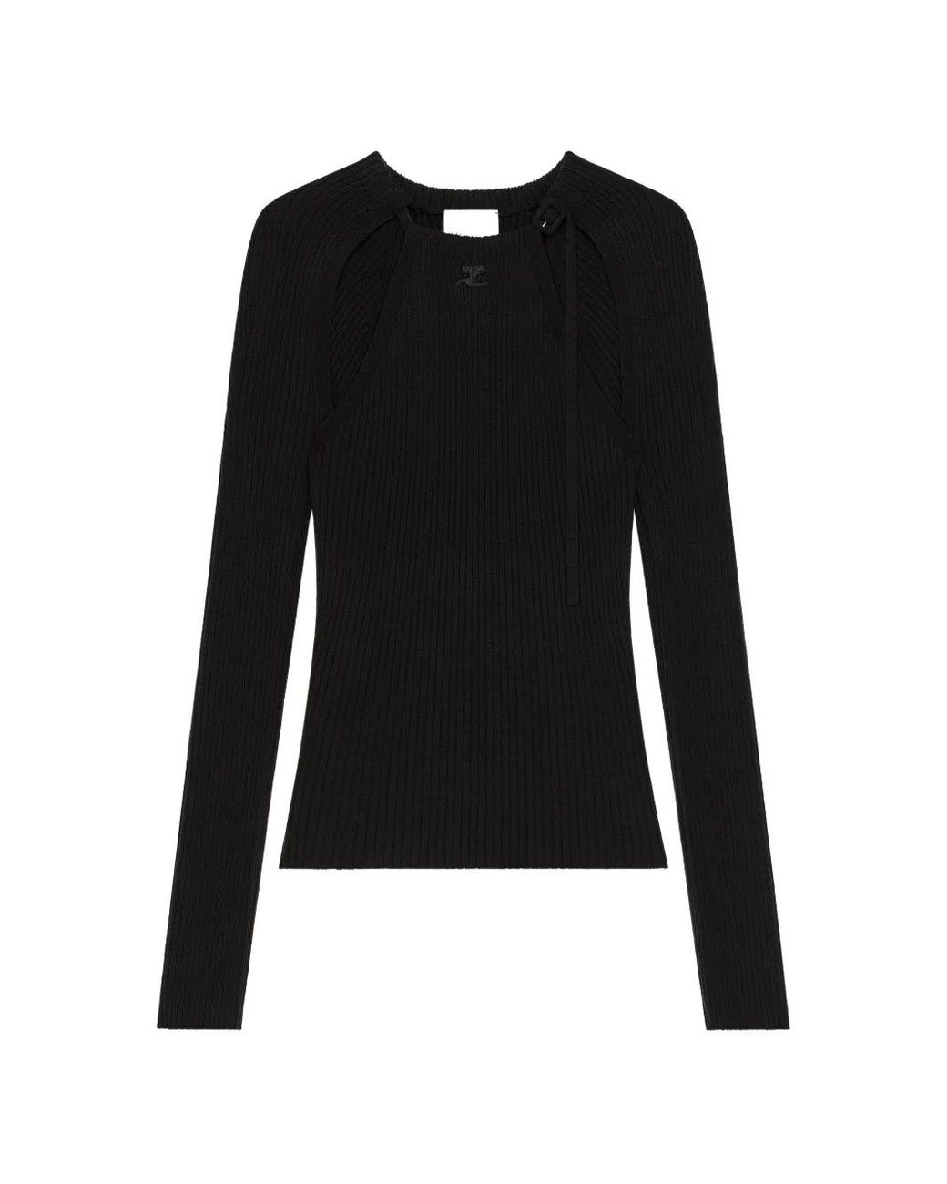 Courreges Black Ribbed Knit Cut Out Sweater