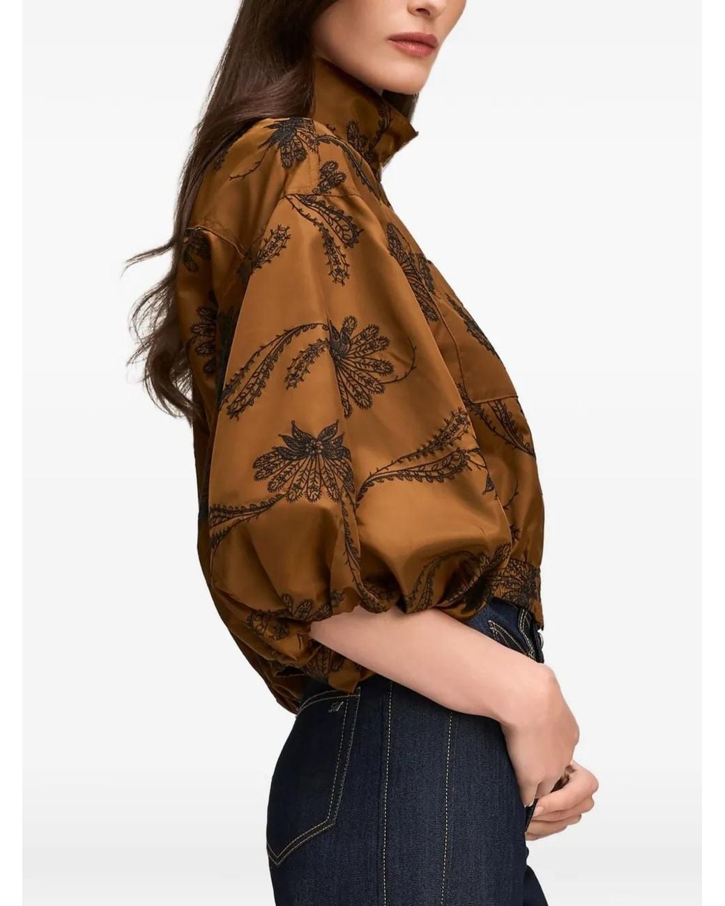 Cinq À Sept Brown Iggy Paisley-Embroidered Cropped Jacket