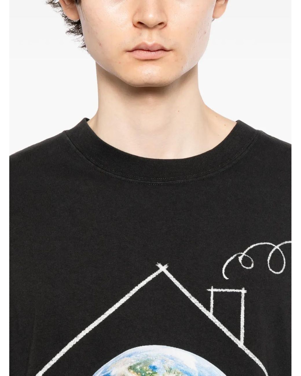 Melt Black Graphic-Print Round Neck T-Shirt for men
