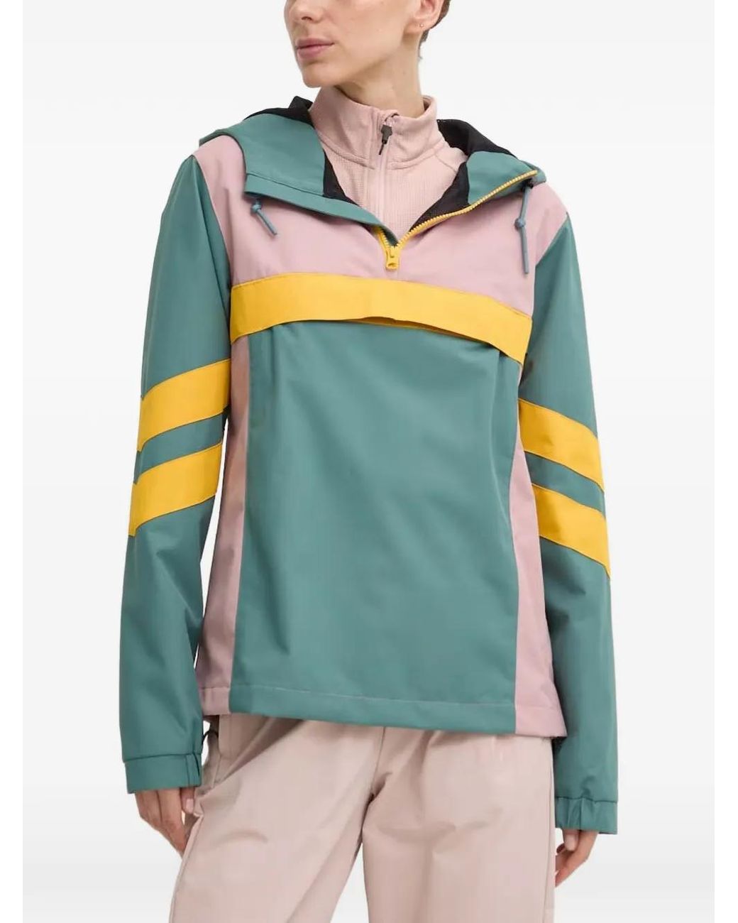 Picture Blue Colour-Block Hooded Coat