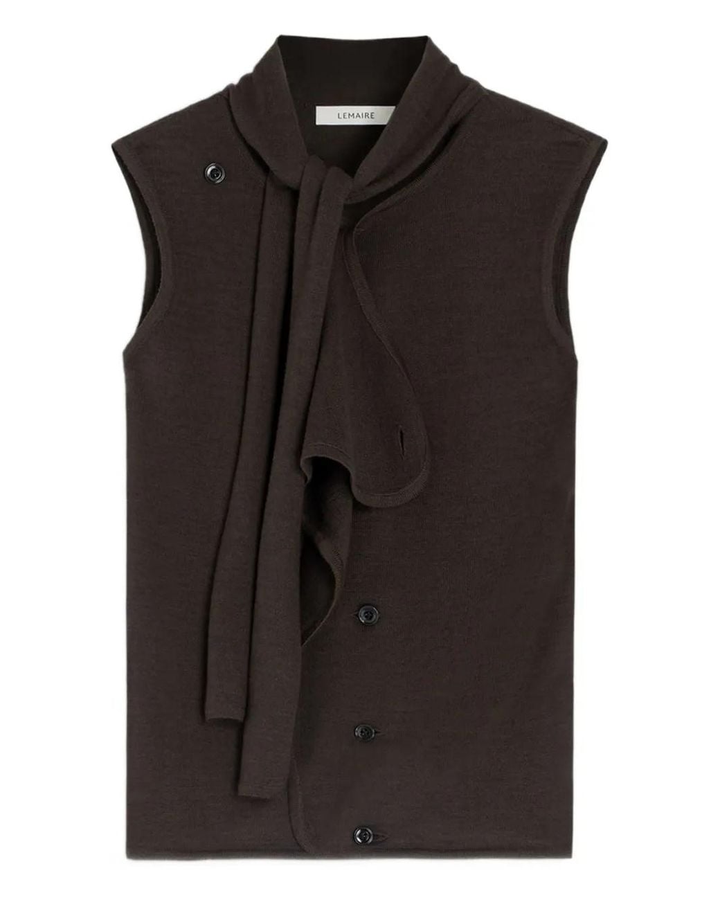 Lemaire Black Tie-Neck Asymmetrical Sleeveless Cardigan
