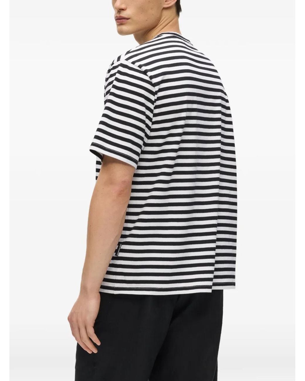 Karl Lagerfeld Black Ikon Relaxed Striped T-Shirt for men