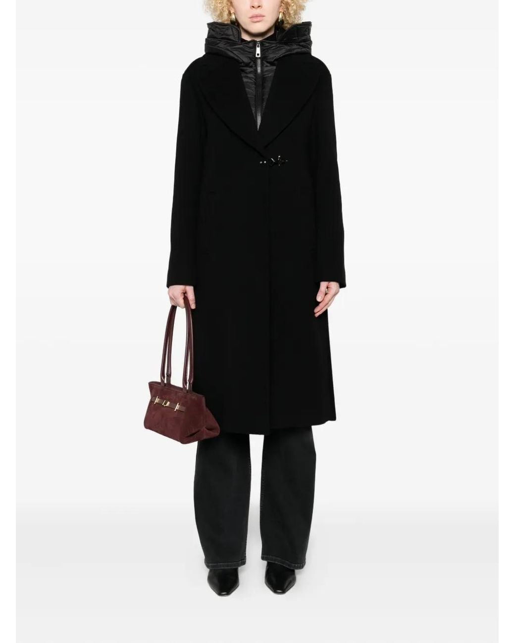 Fay Black Hooded Coat