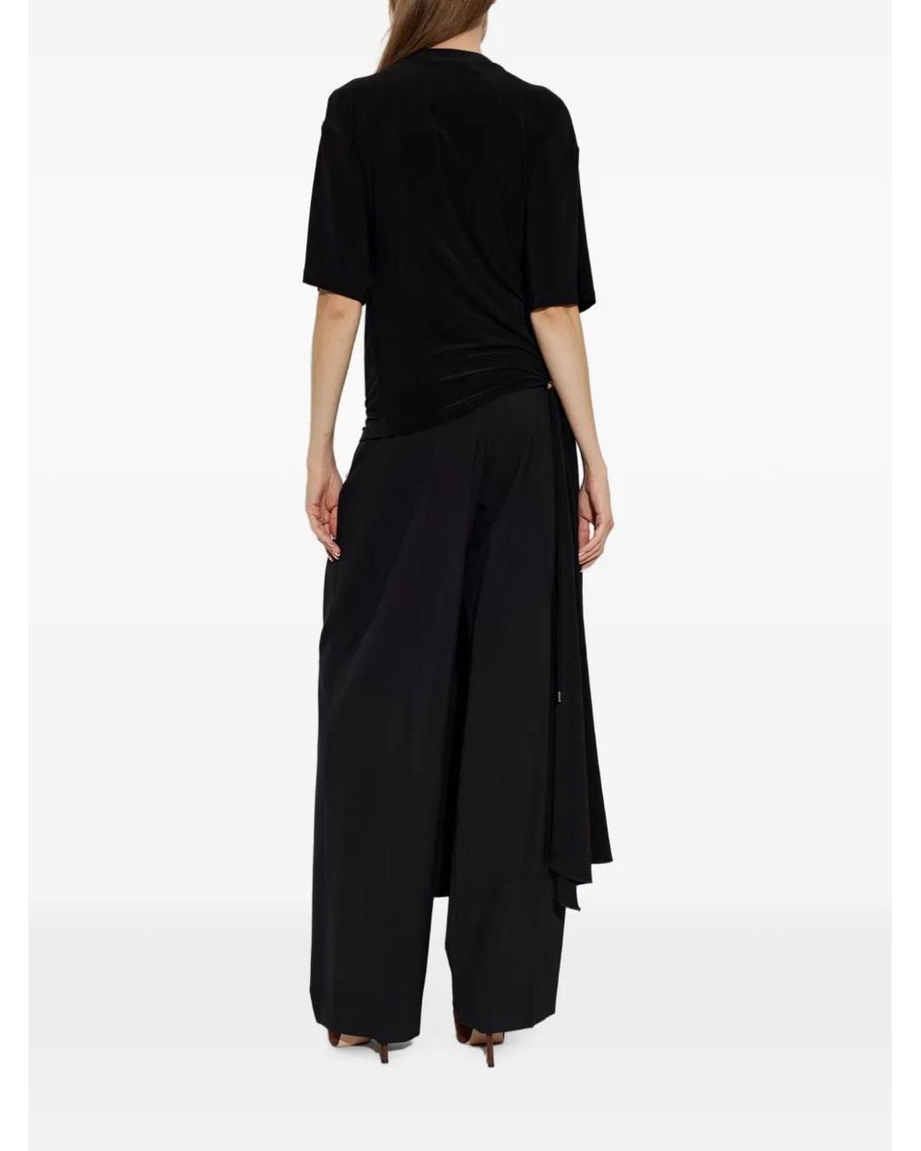 Sportmax Black Geranio Gathered Asymmetric Top