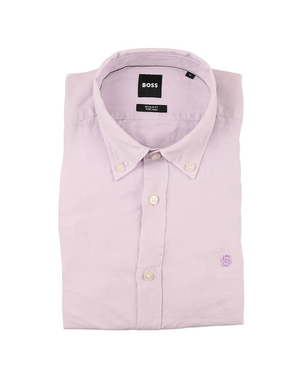 Boss Pink Chemise En Lin À Coupe Classique for men