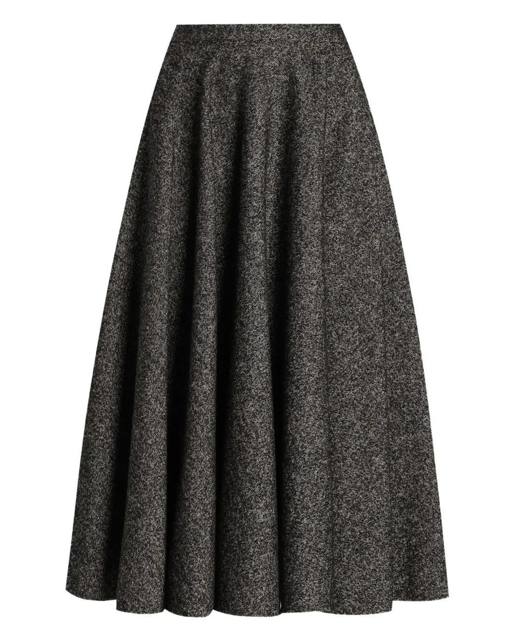 Dolce & Gabbana Gray Wool-Blend Midi Skirt