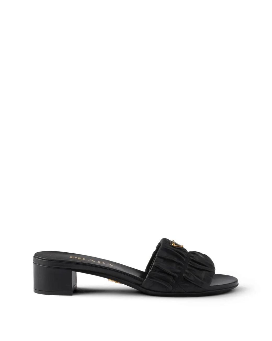 Prada Black Matelassé Nappa Leather Slides