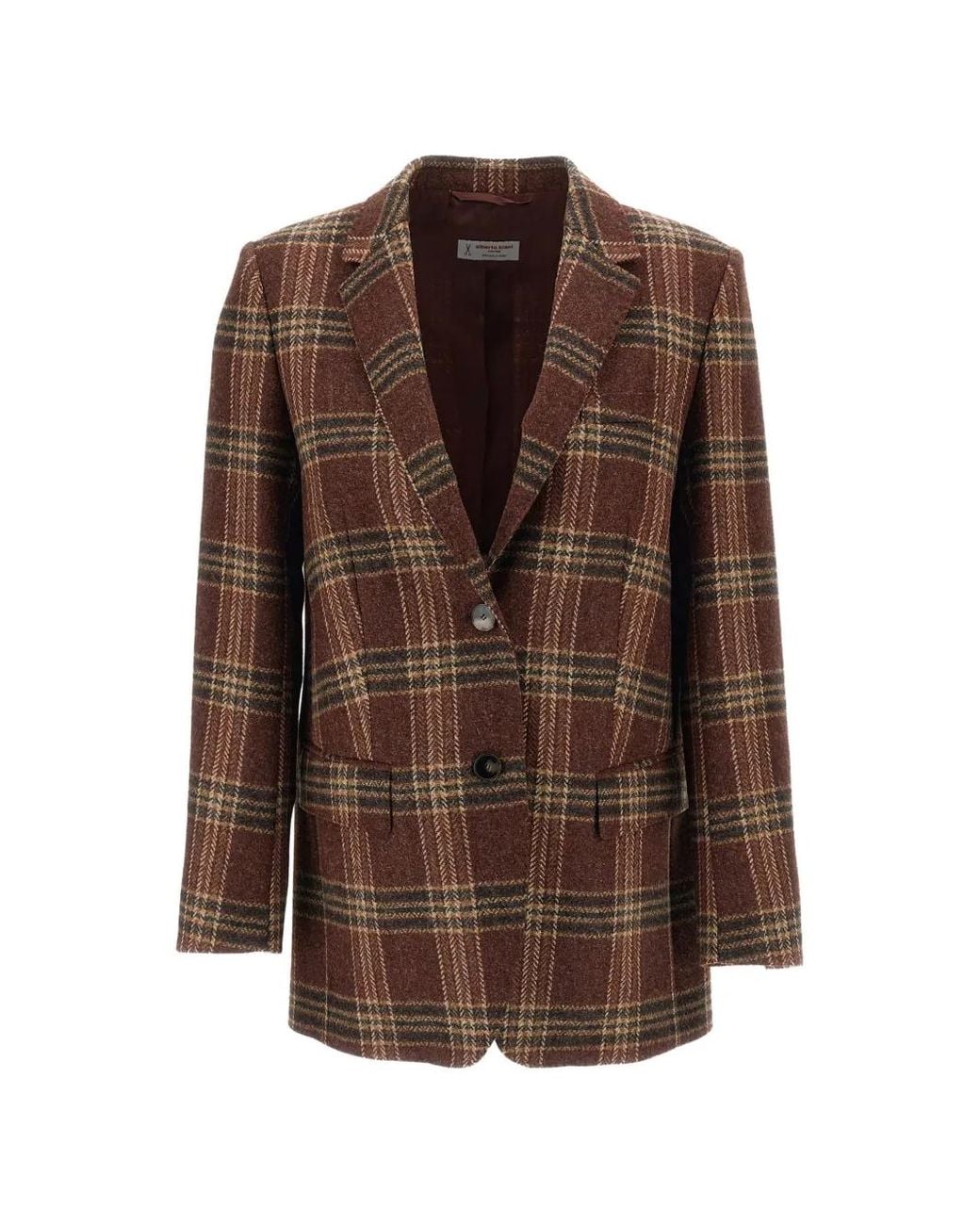 Alberto Biani Brown Blazer En Laine À Carreaux