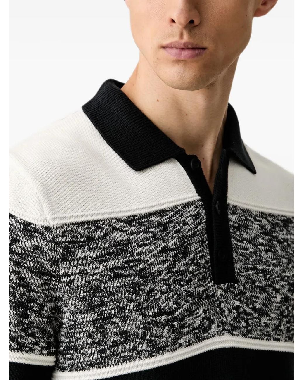 Joop! Gray Striped-Knit Polo Sweater for men