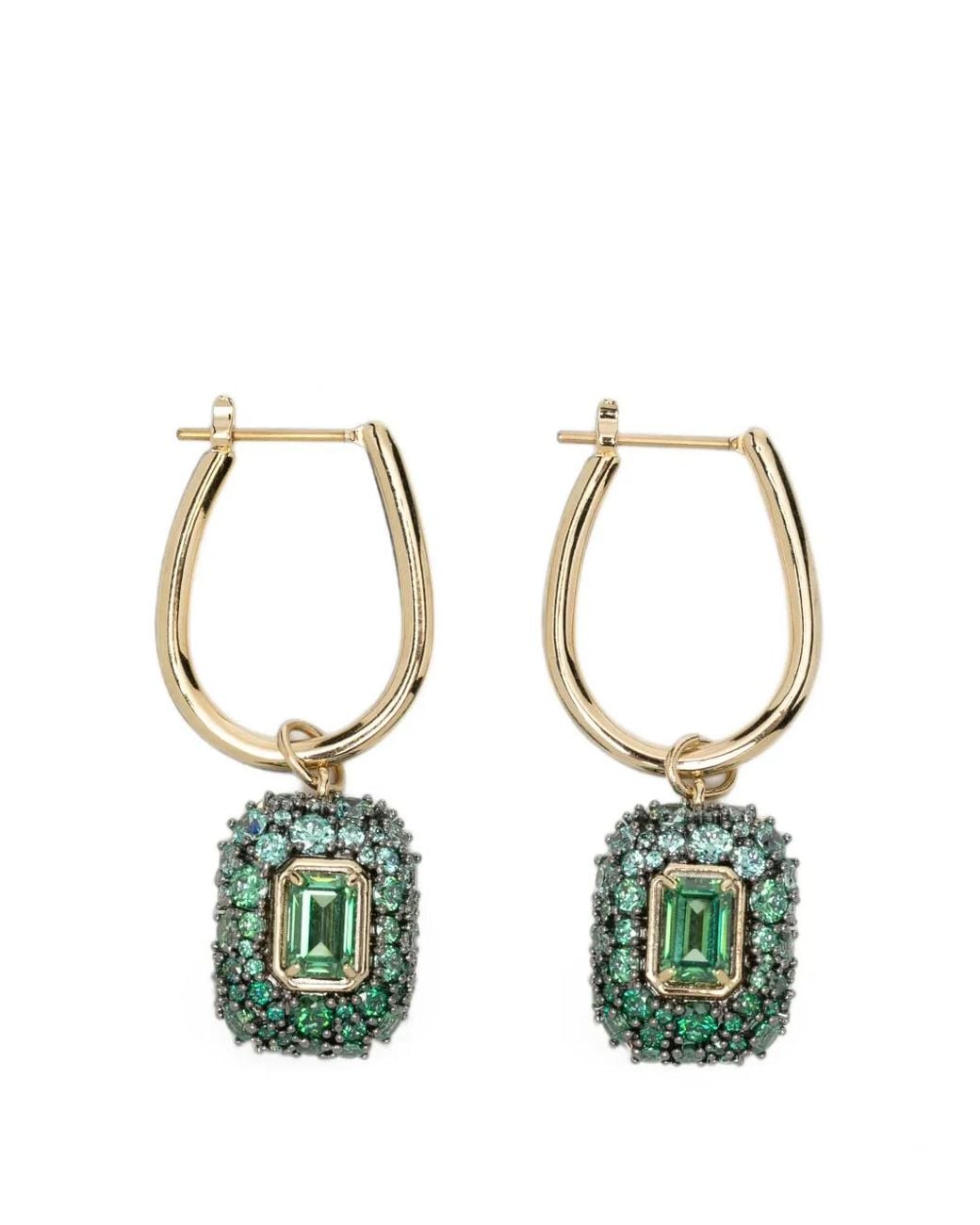 Swarovski Green Sublima Octagon-Cut Drop Earrings
