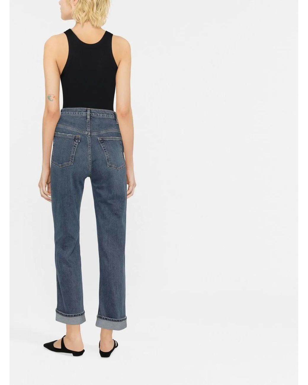 3x1 Blue High-Waist Straight-Leg Jeans