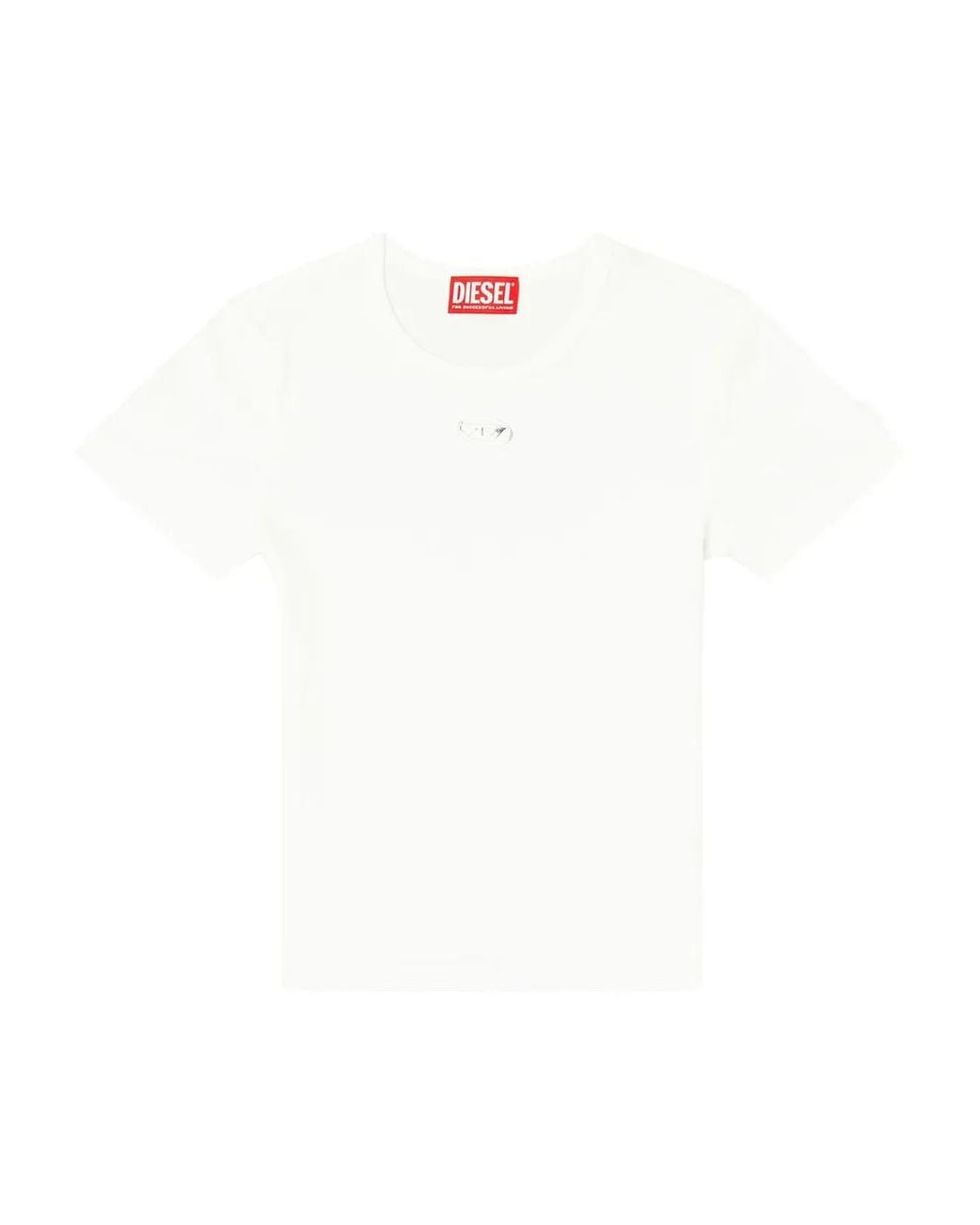 DIESEL White Logo Cotton T-Shirt